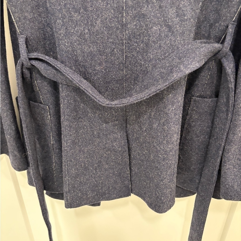 Boden Navy Double Faced Wool Belted Wrap Jacket Size 6 - Picture 12 of 16